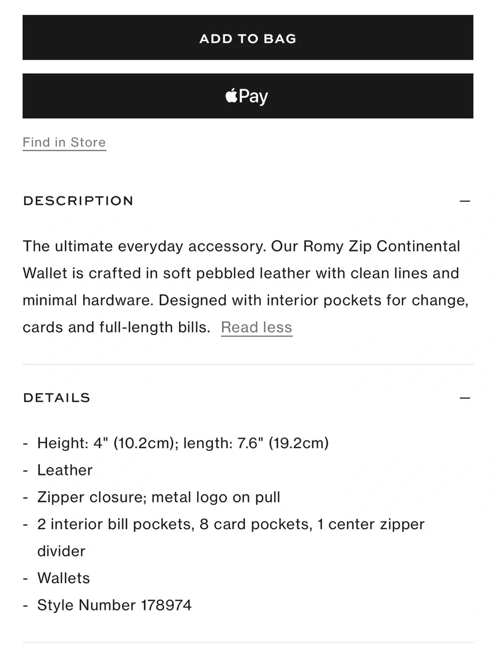 Tory Burch sleek zip